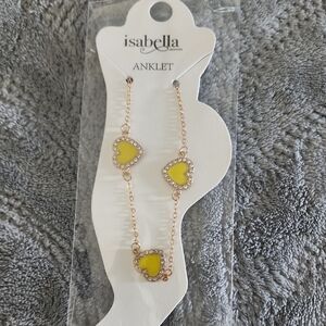 Isabella Gold Anklet with Yellow Heart Accents